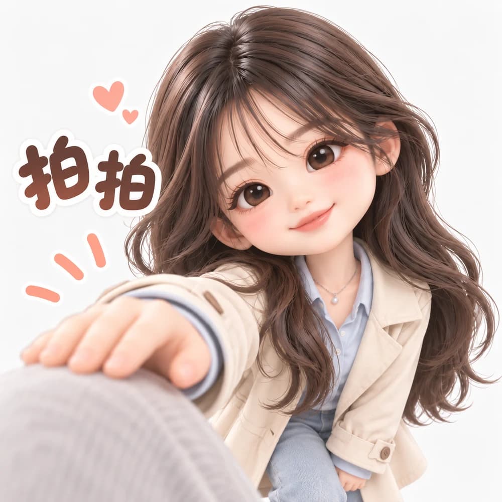 3D 公仔風女孩伸手輕拍安慰，搭配「拍拍」文字